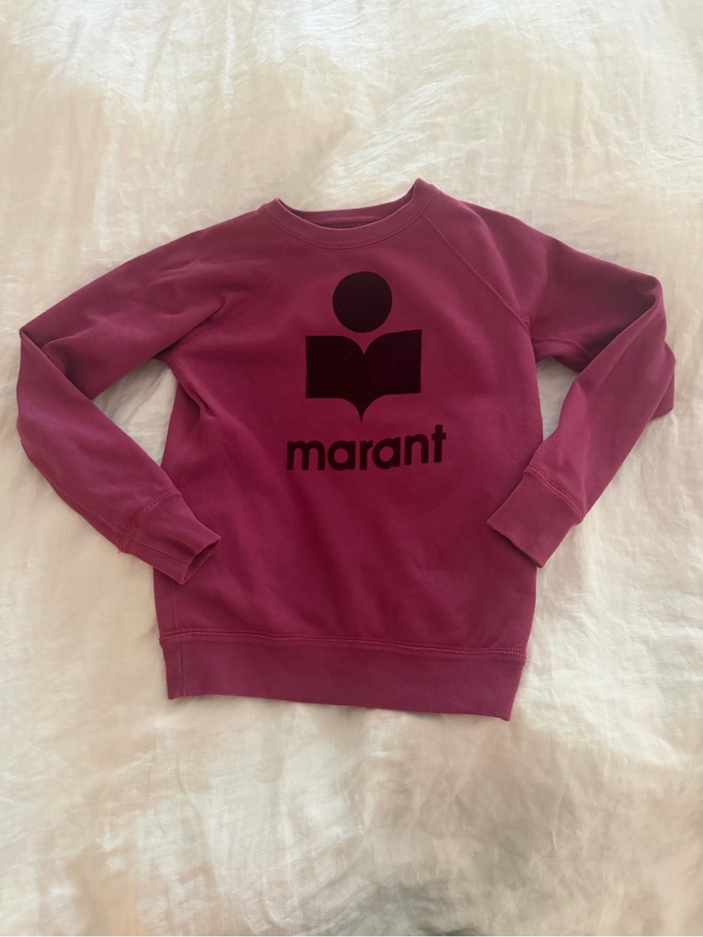 Isabel Marant Étoile Mindy Pink Burgundy Flocked Logo Sweatshirt XS 34